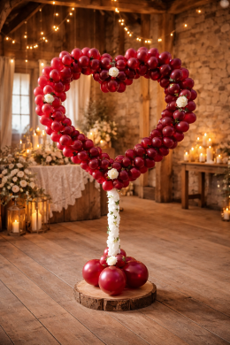 Herz in Bordeaux mit Rosen